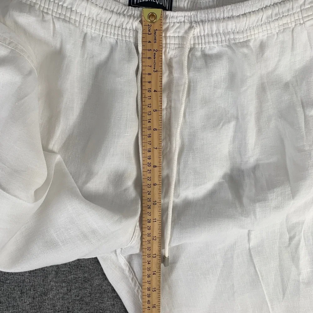 Vilebrequin Linen Pants Men 3XL White Coastal Pull On Drawstring Old Money